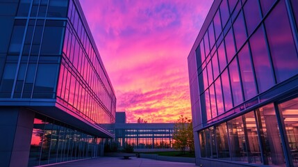 Poster - Architectural icon under a colorful sky at dusk, capturing modern elegance