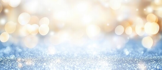 Poster - Blue bokeh sparkling background with shimmering light effects creating an elegant and dreamy atmosphere for creative projects