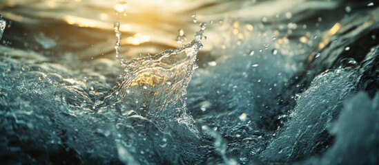 Poster - Dynamic splashes of water creating vivid patterns in sunlight showcasing the beauty and structure of nature's fluid motion.