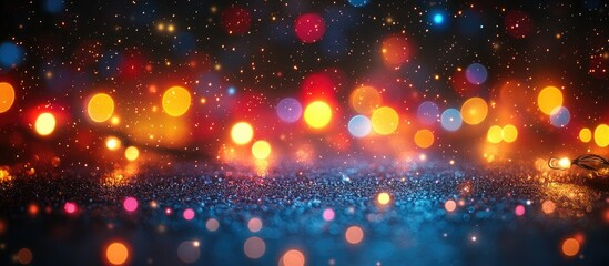 Leinwandbilder - Vibrant glowing lights and bokeh effect on dark background for festive and decorative themes