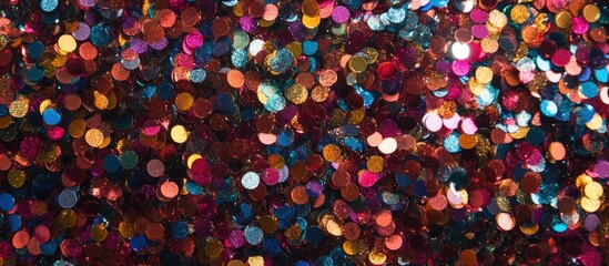 Poster - Multicolored abstract bokeh background with defocused shiny sequins creating a vibrant and colorful visual texture for artistic projects