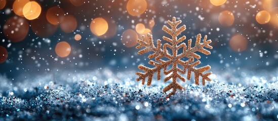 Poster - Christmas card design with snowflake and glittery background perfect for festive greetings and personal messages during the holiday season
