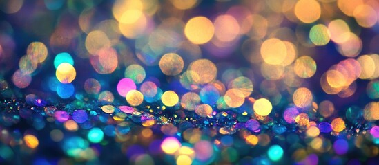 Leinwandbilder - Vibrant bokeh lights background with colorful glitter for festive holiday themes and Christmas celebration designs.