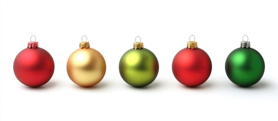 Poster - Colorful Christmas ornaments arranged with copyspace for festive designs and holiday-themed promotions.