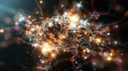 Poster - Visualizing neural interfaces exploring geometric brain-computer connections in a cybernetic environment with luminescent data streams