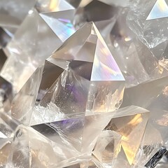 Poster - Close-up of iridescent, multifaceted quartz crystals.