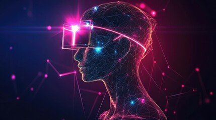 Poster - Concept of AI ethics visualized with glowing geometric patterns balancing decision-making Illustration of fairness and transparency in intelligent systems