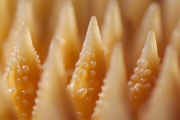 Poster - Close-up of textured, pointed, pale-orange organic surface with tiny beads.
