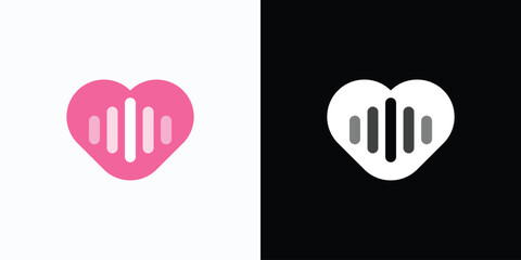 Poster - Sound wave vector logo design in heart shape with modern, simple, clean and abstract style. Icon for business, podcast, music and personal branding.