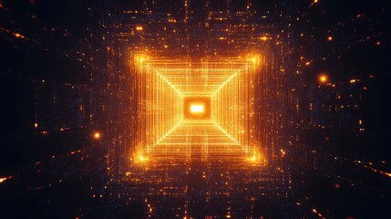 Poster - Abstract AI design glowing in a grid pattern visualizing advanced computing algorithms Dynamic visualization of intelligence and digital processing power