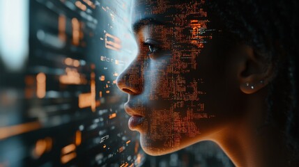 Student learning digital code and AI 