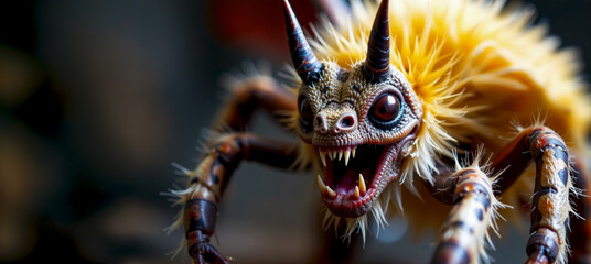 Wall Mural - a yellow spider with a large mouth and a large mouth.