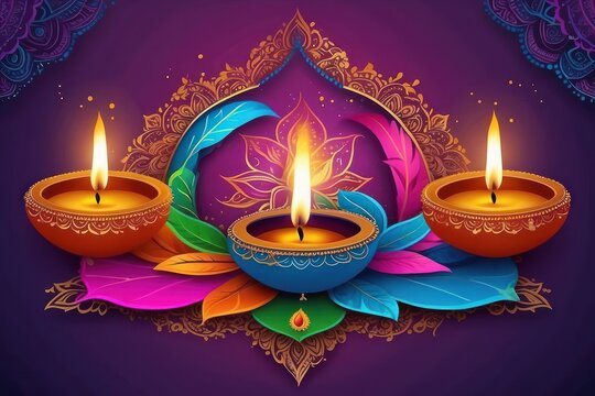 Diwali Celebration template. Diwali festival bokeh banner design. concept flat greeting card template invitation.