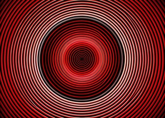 Poster - Abstract Geometric Background with Concentric Circles in Red and Black Creating a Hypnotic Effect, Focusing on the Central Object with a Striking Design for Modern Art Enthusiasts