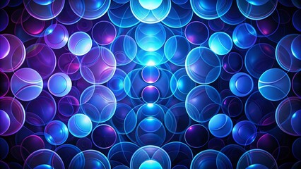 Poster - Abstract Geometric Pattern Design Featuring Overlapping Blue and Purple Circles in Night Photography Style, Showcasing Depth, Color Contrast, and Visual Harmony for Artistic Inspiration