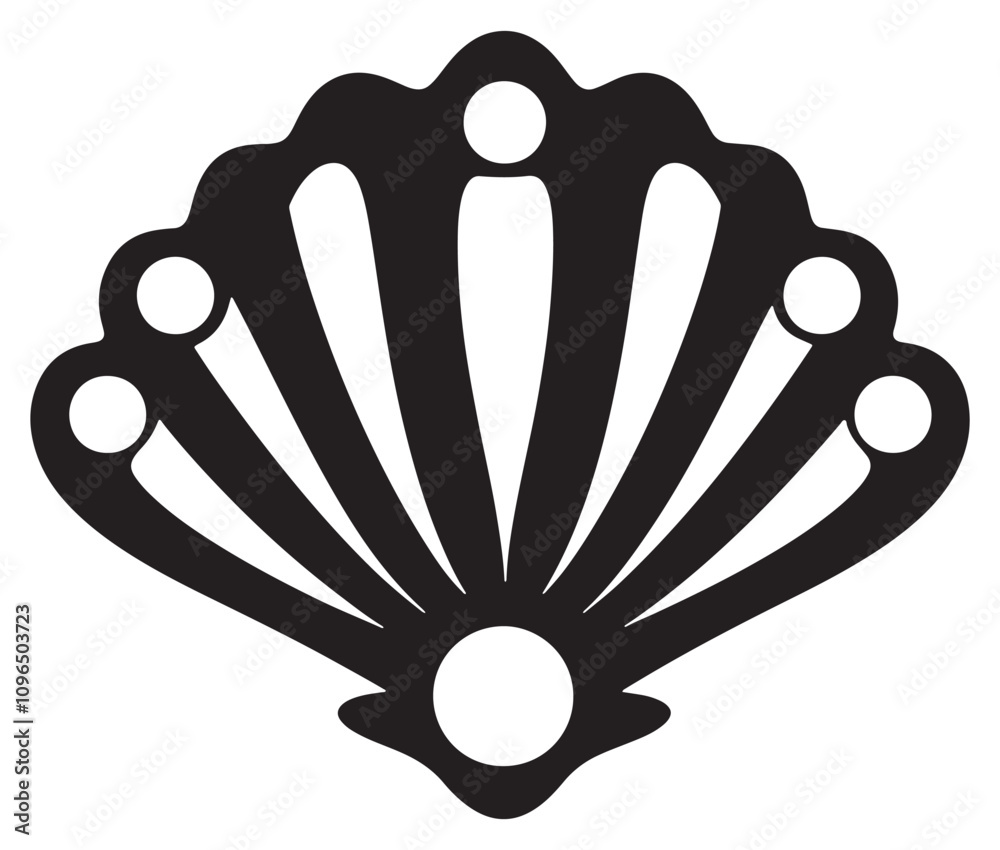 Seashell with a pearl icon silhouette vector, Cartoon Sea shell icon ...
