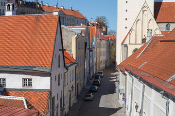 Wall Mural - TALLINN, ESTONIA - APRIL 29, 2024: Old town street view