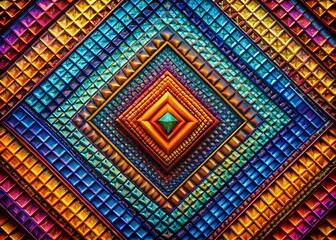 Poster - Abstract Squares Background Featuring Geometric Rhombus Pattern, Rich Colors and Intricate Details for Modern Design Projects and Digital Art Applications