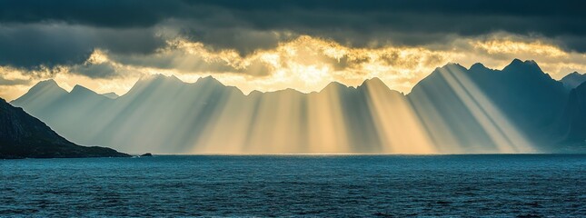 spectacular panoramic view from husfjellet mountain on senja island at sunset, norway