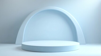 Aufkleber - A blue stage with a curved wall
