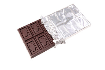 Bitter dark chocolate bar isolated on a white background