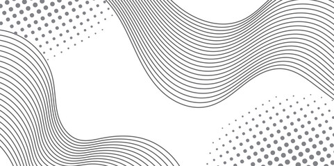 Poster - Abstract vector banner with grey wavy lines.