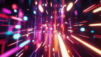 Poster - Vibrant, abstract tunnel of glowing lines and dots, with a sense of motion and energy