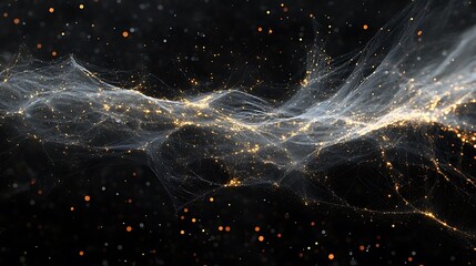 Wall Mural - Golden spider spinning a shimmering web against the contrast of a black canvas