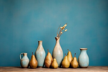 Poster - Minimalist still life with objects in varied shades on a solid background for art display
