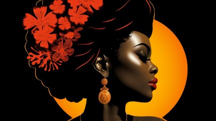 Poster - Stylized silhouette of a figure in vibrant primary color on a light background with headline space