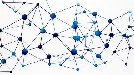 Poster - Abstract network diagram featuring connecting lines and nodes in shades of blue on white background