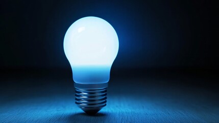 Poster - A light bulb is lit up in a dark room
