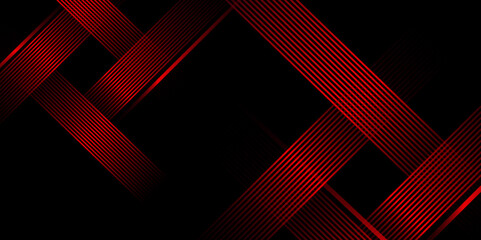 Poster - Red and black vector futuristic tech glow and shining line and stripes simple modern background. Vector illustration for presentation design. Social media cover and web wide banner template.	