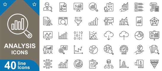 Wall Mural - analysis icons set. data, insights, analytics, graph, report, statistics, dashboard and more. thin l