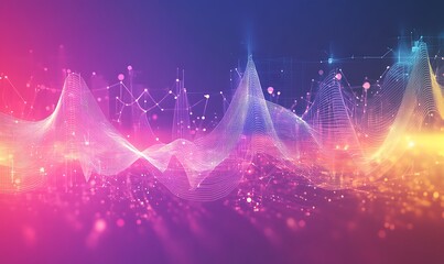 Poster - Abstract digital visualization of sound waves and data patterns in vibrant colors.