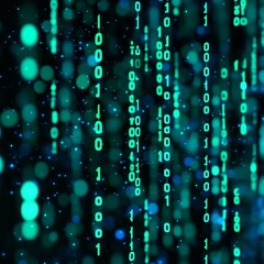 Aufkleber - abstract digital background with glowing binary code and bokeh.