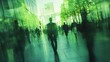 © liliyabatyrova - A busy city street with people walking and a green tint