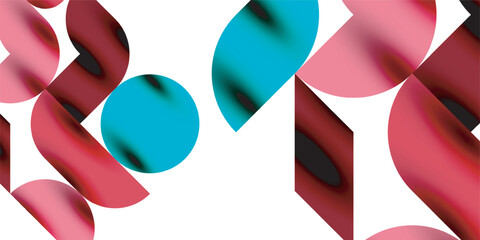 Poster - Tech minimal circular shapes geometric art. Vector modern circles