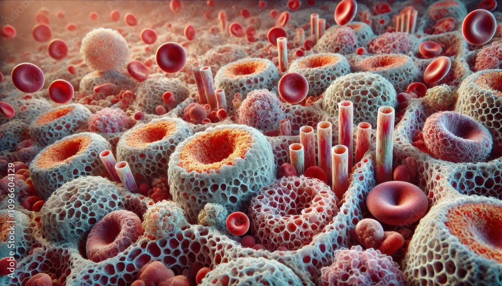 Hematopoiesis stem cells in bone marrow scientific illustration medical ...