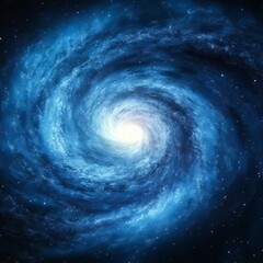 Poster - Spiral galaxy swirling with blue hues and bright center.