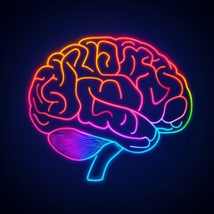 Poster - Vibrant rainbow neon brain illustration.