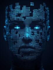 Poster - Ai-driven digital face artistry virtual environment graphic representation futuristic concept technology insightful viewpoint