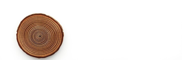 Wall Mural - thin cross-section of a tree trunk featuring a distinct pattern of annual rings on a white backgroun