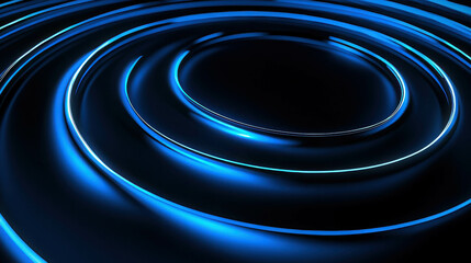 Aufkleber - Blue Light Wave Patterns on Dark Surface Creating a Serene Abstract Background