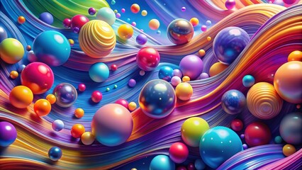 Leinwandbilder - Abstract vibrant spheres dance amidst a symphony of swirling colors, creating a mesmerizing visual feast.