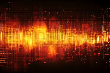 Poster - Abstract digital design featuring warm colors and grid patterns, suggesting energy or sound waves.