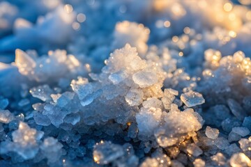 Wall Mural - glistening salt crystals with ice texture illuminated by sunlight