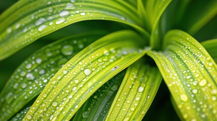 Wall Mural - Close-Up of Dewy Leaves