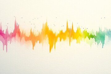 Poster - A colorful watercolor representation of a sound wave, blending various hues.