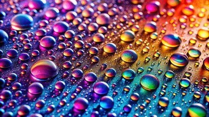 Poster - A vibrant and mesmerizing display of water droplets, each reflecting a kaleidoscope of colors, creating a mesmerizing and dynamic composition.